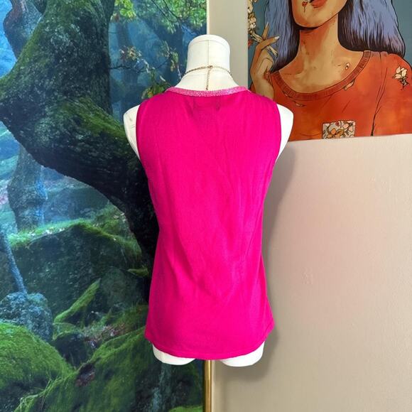 y2k hot pink beaded sparkle tank top xs - Picture 3 of 7